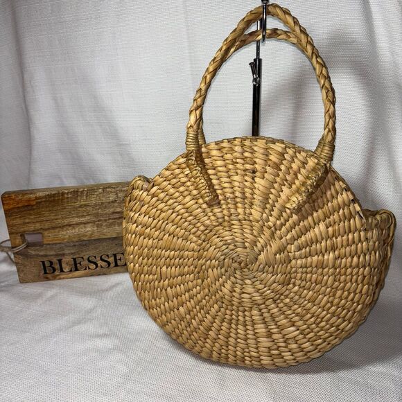 J. Jill Market Round Handwoven Straw Tote Bag with Lemon Embroidery - Picture 5 of 8